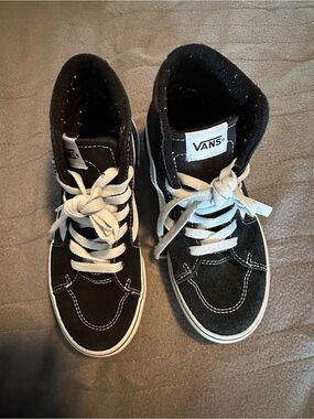 Vans Kids Black and White High-Top Skate Sneakers